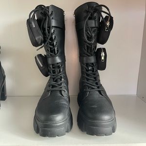 Steve Madden Black Combat Boots